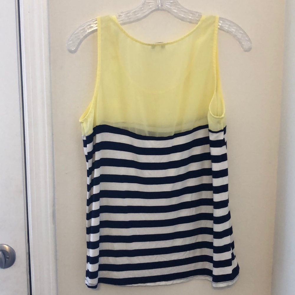 Charming Charlie: Yellow White and Navy Tank Top - Picture 5 of 5